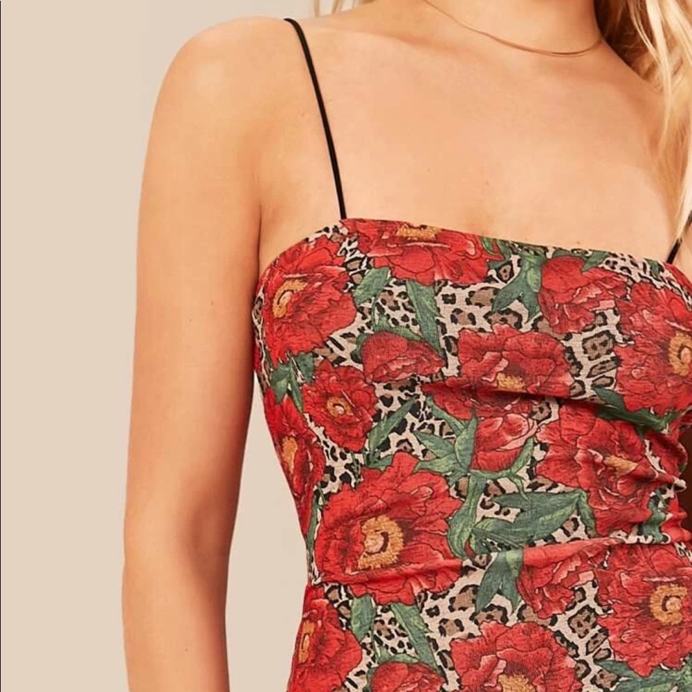NWT XS Pretty Double Layer Floral Leopard Dress - Picture 5 of 8
